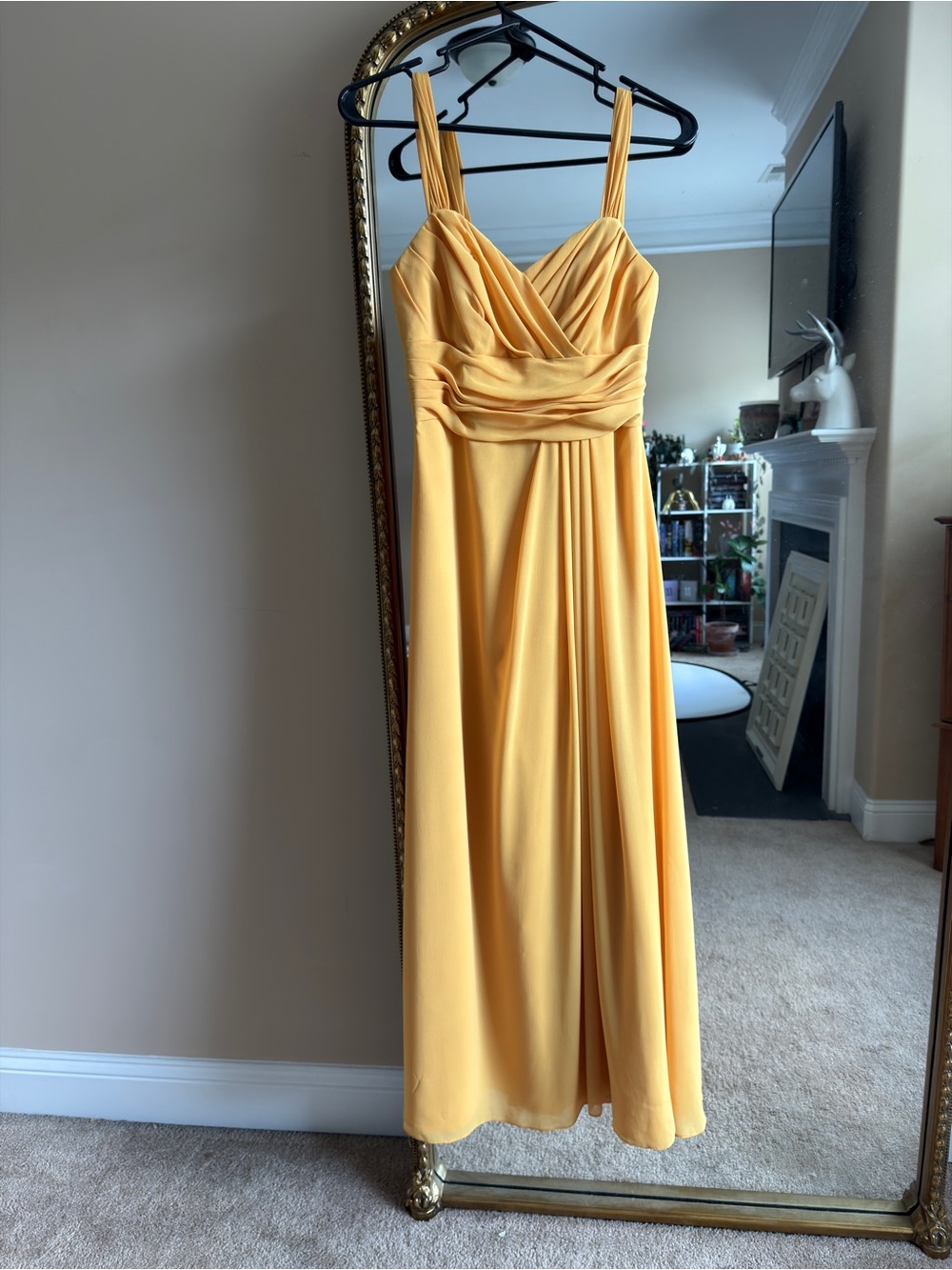 Wtoo Golden Yellow Maxi Dress with Ruched Bodice